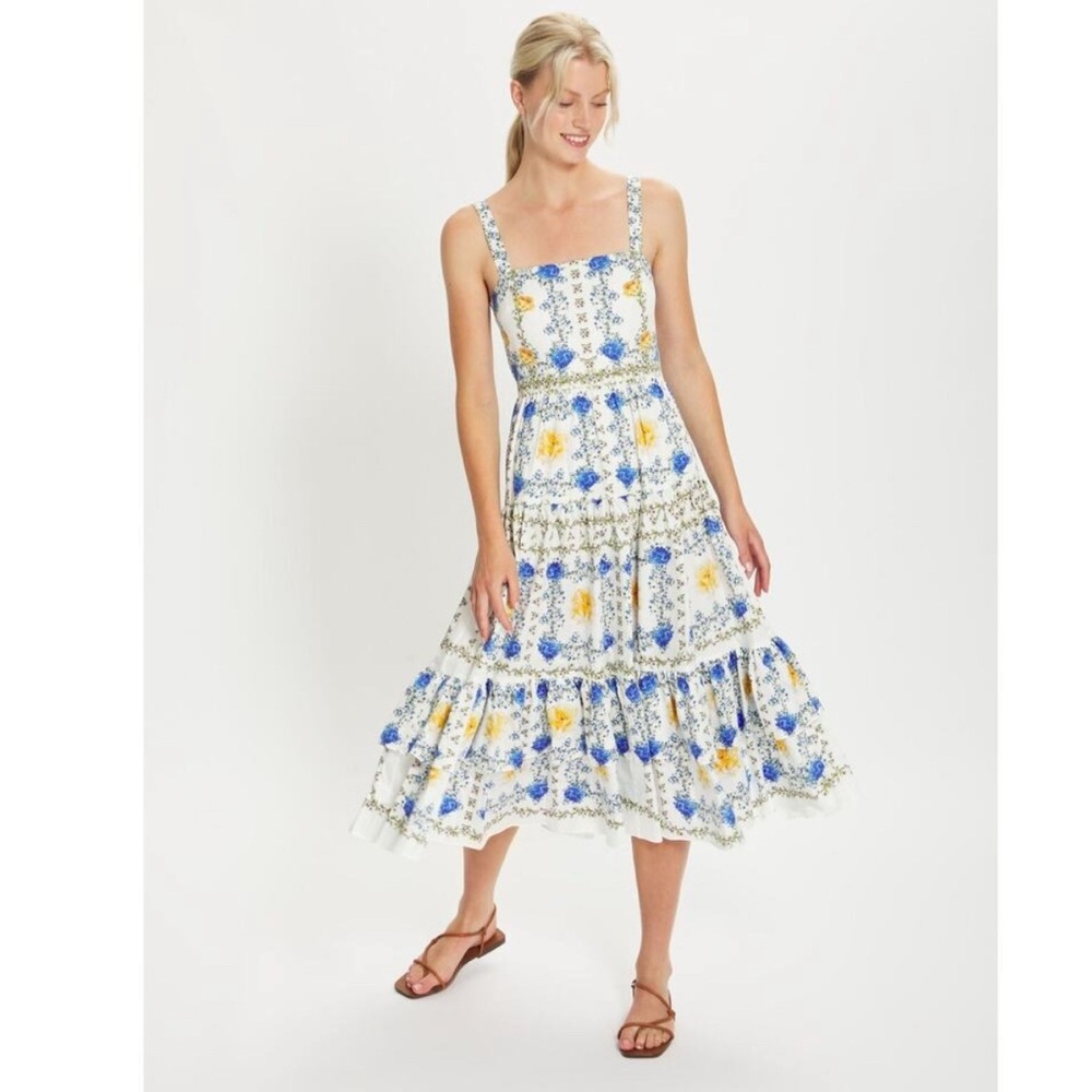 Borgo de‎ Nor Daniela Floral Sundress in Blue and Yellow